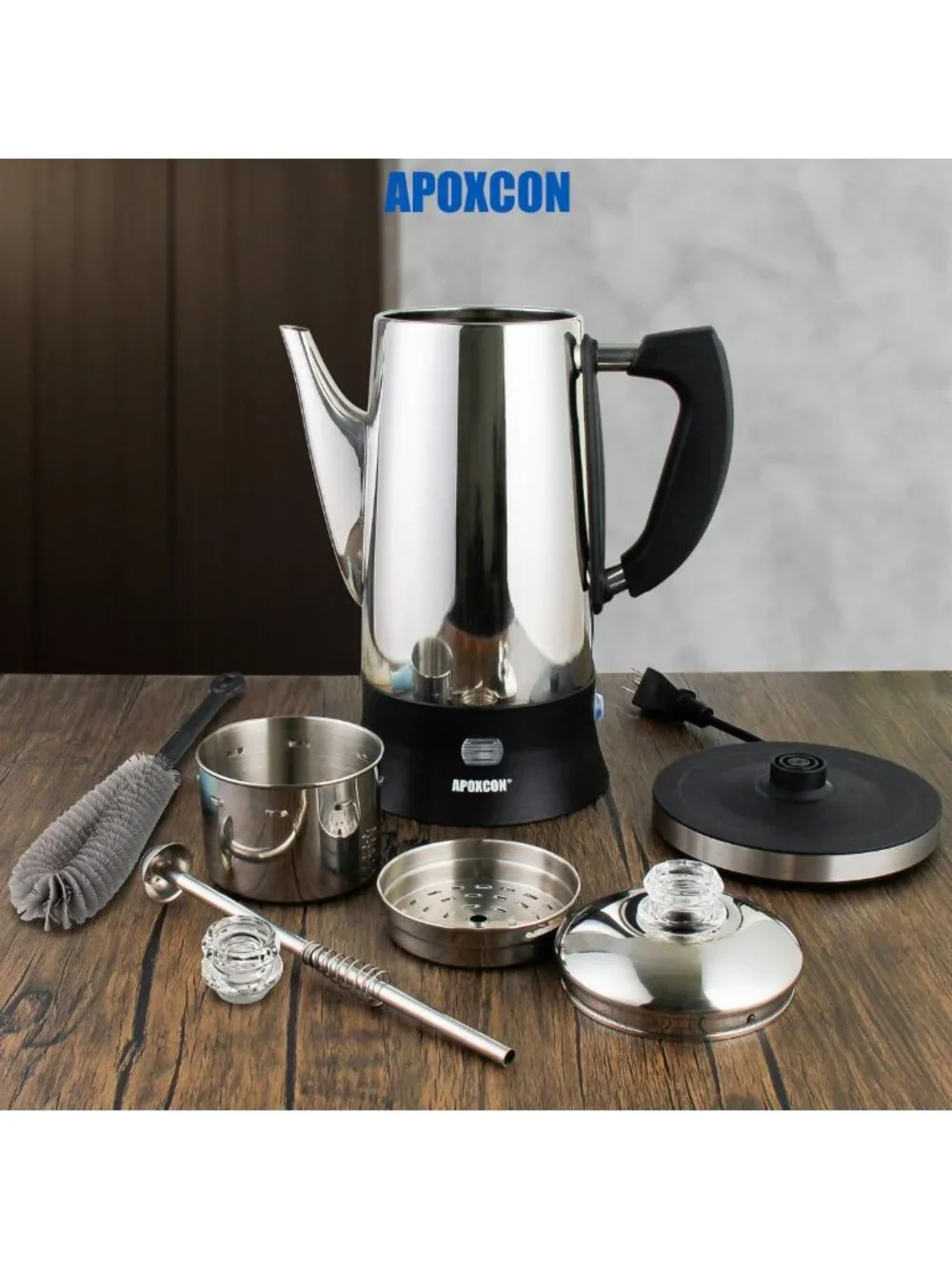 Stainless Steel Electric Coffee Percolator, 12 Cup, Cordless, Automatic Keep